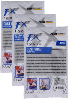 FX Tools Verfspullen - 3x - afdekfolie - doorzichtig - 4 x 5 meter - schilderen/DHZ