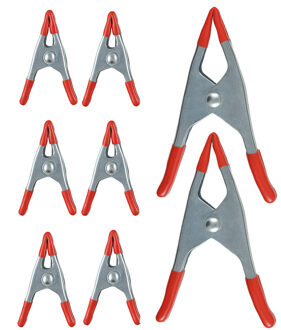 FX Tools Zeilklemmen - 16x stuks - in 2 maten - lijmklemmen - marktklemmen - metaal