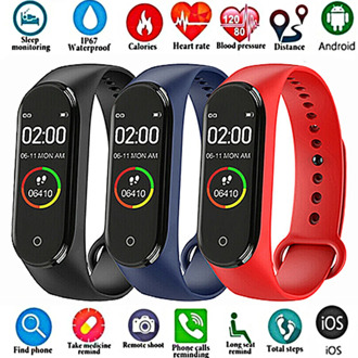 FXM 2020 Fashion m4 sport smart watch men and women fitness tracker heart rate blood pressure monitor bluetooth portable device