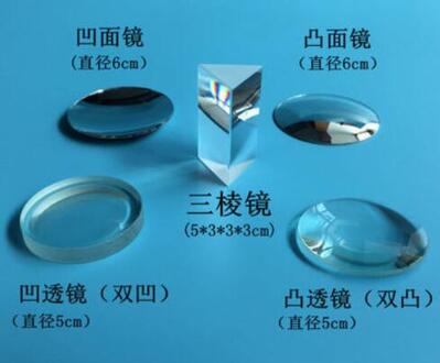 Fysieke Bolle Lens, Concave Lens, Bolle Spiegel, Bolle Spiegel, Driehoekig Prisma, Optische Glas groen