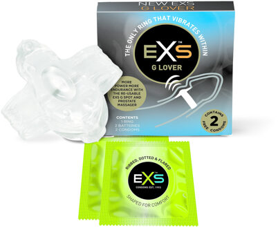 G-Lover G-Spot Vibratie-ring Met 2 Stimulerende Condooms Transparant - 53 (omtrek 11-11,5 cm)