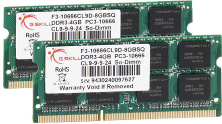 G.Skill 8GB DDR3-1333 SQ geheugenmodule 2 x 4 GB 1333 MHz
