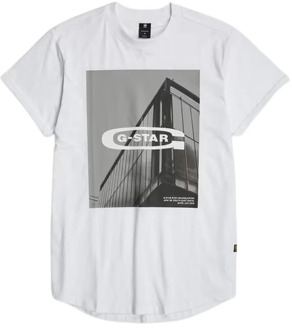 G-Star Oldskool Logo Lash Grafisch T-shirt G-star , White , Heren - 2Xl,L,M,S,Xs