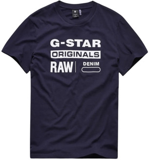 G-Star RAW T-shirt met tekstopdruk Blauw - 2XL