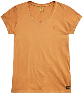 G-Star Slimme V-hals Overdyed T-shirt G-star , Orange , Dames - XS