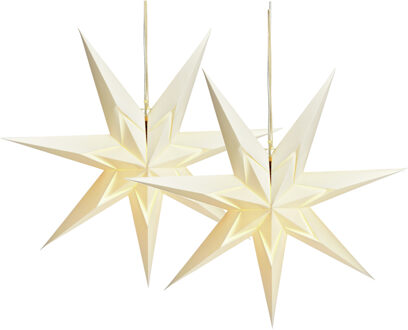 G. Wurm decoratie kerststerren - 2x - wit - 60 cm - papier - Kerststerren