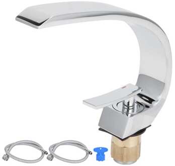 G1/2 Water Kraan Curve Kraan Wastafel Warm Koud Water Mengkraan Enkele Handgreep Wastafel Kraan Met Slang badkamer Accessoires