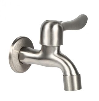 G1/2in Wasmachine Tub Tap Roestvrij Staal Chroom Enkele Koud Water Kraan Wall Mount Outdoor Tuin Kraan (sharp Mond)