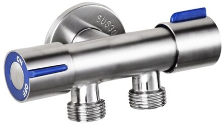 G1/2X1/2 304 Rvs Een In Twee Drieweg Hoekstopkraan, dubbel Handvat Dubbele Controle Enkele Koude Multifunctionele Fauce