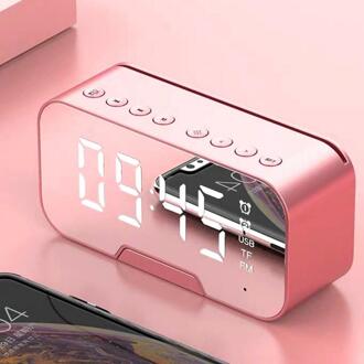 G10 Bluetooth Speaker Led Digitale Wekker Draagbare Draadloze Luidsprekers Stereo Subwoofer Met Handsfree Tf Card Aux MP3 Speler 02 roze