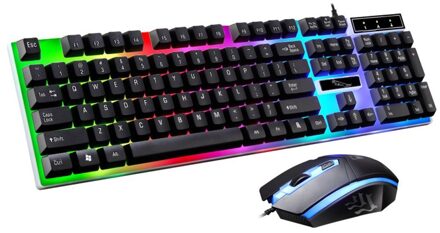 G21 LED Rainbow Color Backlight Gaming Game USB Wired Keyboard Mouse Set Robotic feel for PC Laptop Gamer Ergonomic