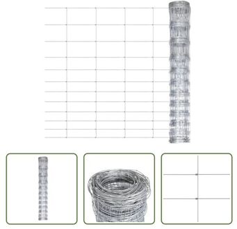 Gaashek - 50m x 150cm - Gegalvaniseerd staal - 12 horizontale draden Zilverkleurig