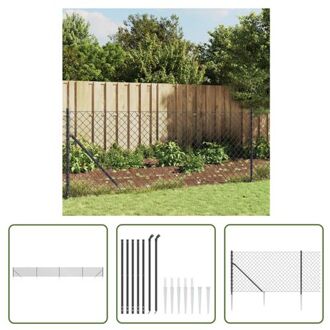 Gaashek Antraciet 0.8 x 10 m - Duurzaam gegalvaniseerd staal met PVC-coating - In elkaar grijpend Grijs