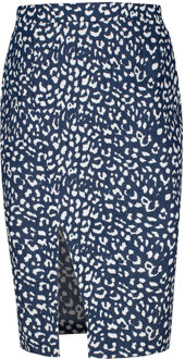 Gabardine kokerrok met print Indigoblauw - L