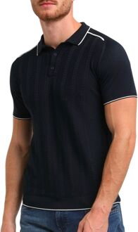Gabbiano Knitwear Polo Heren donkerblauw - wit - XL
