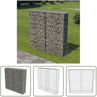 Gabion Mand Gegalvaniseerd Staal 100x20x100cm - Sterke Schanskorf voor Windscherm - Zilver Zilverkleurig