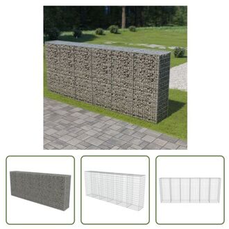 Gabion Mand - Gegalvaniseerd staal - 300x50x150 cm - Sterke muur bouwen - Zilver - 1400 kg/m³ Zilverkleurig