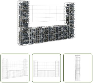 Gabion Mand Schanskorf - 140 x 20 x 100 cm - RVS en weerbestendig ijzer Zilverkleurig