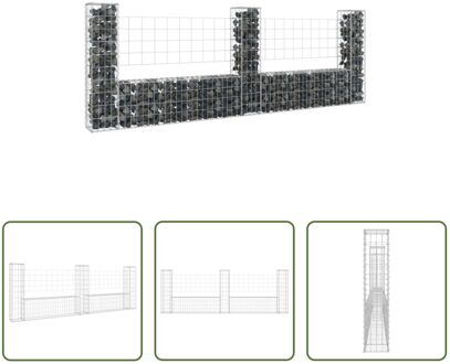 Gabion Mand Schanskorf - 260 x 20 x 100 cm - Roestvrij Ijzer - 3.5 mm Draaddiameter Zilverkleurig