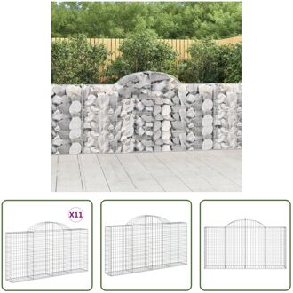 Gabion Muur - 200 x 30 x 100/120 cm - Gegalvaniseerd IJzer - Decoratieve Tuinbarrières Zilverkleurig