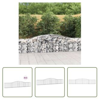 Gabion muur - 400x50x60/80 cm - roestbestendig gegalvaniseerd ijzer - decoratieve en geluidsisolerende Zilverkleurig