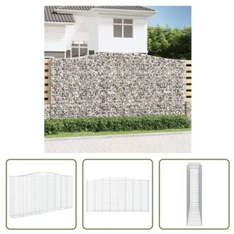 Gabion Muur - Decoratieve Geluidsisolerende Tuinbarrière - 400x50x200/220cm - Gegalvaniseerd IJzer Zilverkleurig