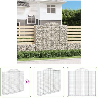 Gabion Muur Gegalvaniseerd IJzer - 200x30x180/200 cm - Decoratieve Tuinbarrière Zilverkleurig