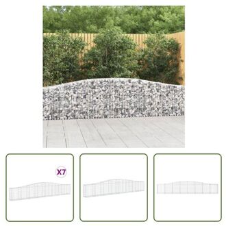 Gabion Muur - Gegalvaniseerd IJzer - 400 x 30 x 60/80 cm - Decoratieve Tuinbarrière Zilverkleurig