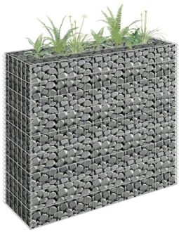 Gabion plantenbak verhoogd 90x30x90 cm gegalvaniseerd staal Zilver