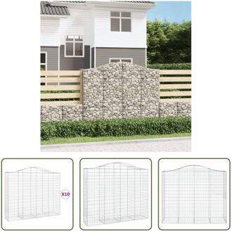 Gabion Schanskorf - 10x - 200x50x160/180 cm - Stabiele en decoratieve tuinbarrière van gegalvaniseerd Zilverkleurig