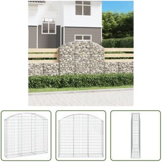 Gabion Schanskorf - 150 x 30 x 120/140 cm - Gegalvaniseerd Ijzer - Decoratieve Geluidsisolerende Zilverkleurig