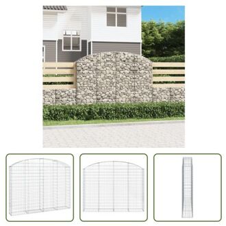 Gabion Schanskorf - 200 x 30 x 140/160 cm - Geluids- en Decoratieve Tuinbarrière Zilverkleurig