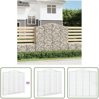 Gabion Schanskorf - 200 x 30 x 180/200 cm - Gegalvaniseerd ijzer - Decoratieve tuinbarrière Zilverkleurig