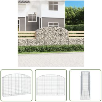 Gabion Schanskorf - 200 x 50 x 120/140 cm - Decoratieve Geluidsisolerende Tuinbarrière Zilverkleurig