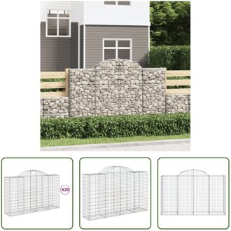 Gabion Schanskorf - 200 x 50 x 120/140 cm - Gegalvaniseerd ijzer - Decoratieve en geluidsisolerende Zilverkleurig