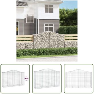 Gabion Schanskorf - 200 x 50 x 120/140 cm - Geluids- windwerende tuinbarrière - Gegalvaniseerd ijzer Zilverkleurig