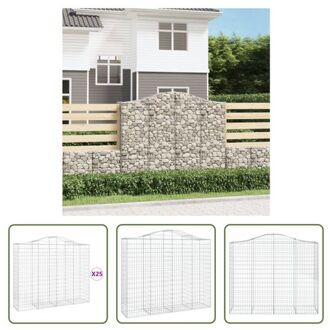 Gabion Schanskorf - 200 x 50 x 160/180 cm - Decoratief - Geluidsisolerend - Versterkte Haken - Zilver Zilverkleurig