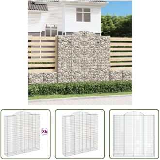 Gabion Schanskorf - 200 x 50 x 200/220 cm - Gegalvaniseerd 3.5 mm draad Zilverkleurig