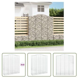 Gabion Schanskorf - 200 x 50 x 220/240 cm - decoratief geluidsisolerend - gegalvaniseerd ijzer Zilverkleurig