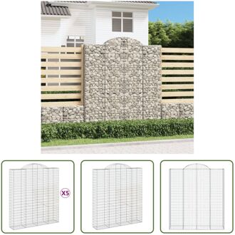 Gabion Schanskorf - 200 x 50 x 220/240 cm - Gegalvaniseerd IJzer - Decoratieve Tuinbarrière Zilverkleurig