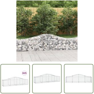 Gabion Schanskorf - 200 x 50 x 40/60 cm - Gegalvaniseerd ijzer - 25 stuks Zilverkleurig