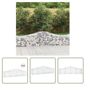 Gabion Schanskorf - 200x50x40/60 cm - Geluidsisolerend - Gegalvaniseerd ijzer - 12 stuks Zilverkleurig