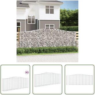 Gabion Schanskorf - 400 x 50 x 140/160 cm - Gegalvaniseerd IJzer - Stenen niet inbegrepen Zilverkleurig