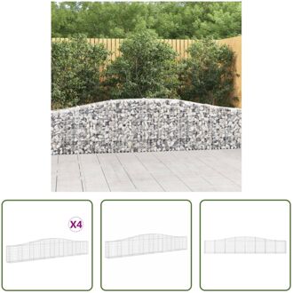 Gabion Schanskorf 400x30x60/80 cm - Decoratieve Geluidsisolerende Tuinbarrière - Gegalvaniseerd IJzer Zilverkleurig