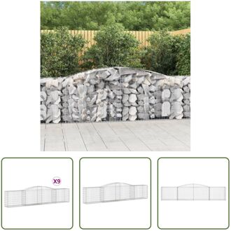 Gabion Schanskorf 400x50x80/100 cm - Decoratieve Tuinbarrière - Gegalvaniseerd IJzer Zilverkleurig