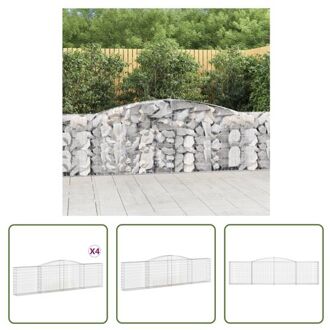 Gabion Schanskorf 5x10cm - 400x30x100/120cm - Duurzaam Gegalvaniseerd IJzer Zilverkleurig