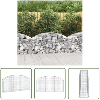 Gabion Schanskorf - Decoratieve Tuinbarrière - 150 x 30 x 60/80 cm - Gegalvaniseerd IJzer Zilverkleurig