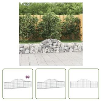 Gabion Schanskorf - Decoratieve Tuinbarrière - 200 x 30 x 40/60 cm - Gegalvaniseerd IJzer Zilverkleurig