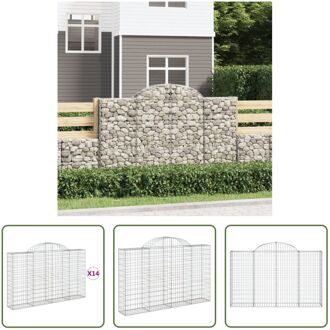 Gabion Schanskorf - Decoratieve tuinbarrière - 200x30x120/140 cm - Gegalvaniseerd ijzer Zilverkleurig