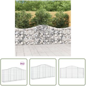 Gabion Schanskorf Muren - 200 x 30 x 80/100 cm - Geluidsisolerend Zilverkleurig